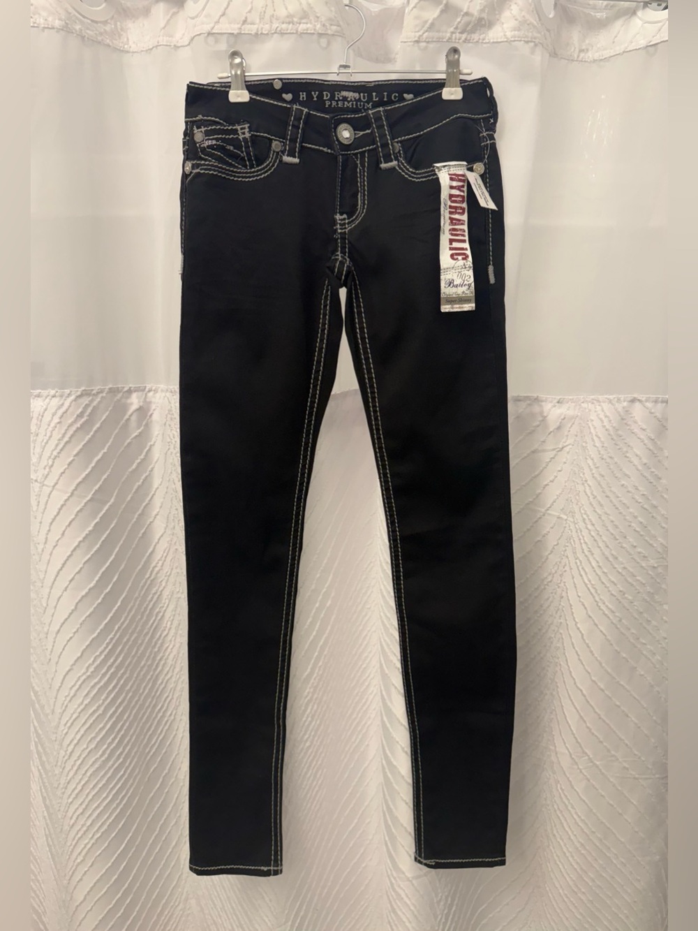 Hydraulic Premium Black Super Skinny Bailey Jeans Contrast Stitching Low Rise 0